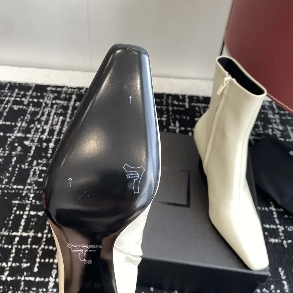 Saint Laurent YSL Jill Booties In Smooth Leather for Women in White