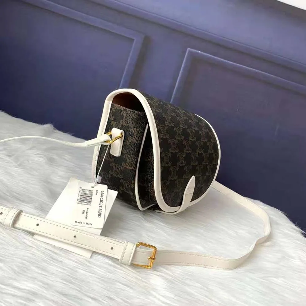 Celine Medium Folco Bag in Triomphe Canvas for Women in White