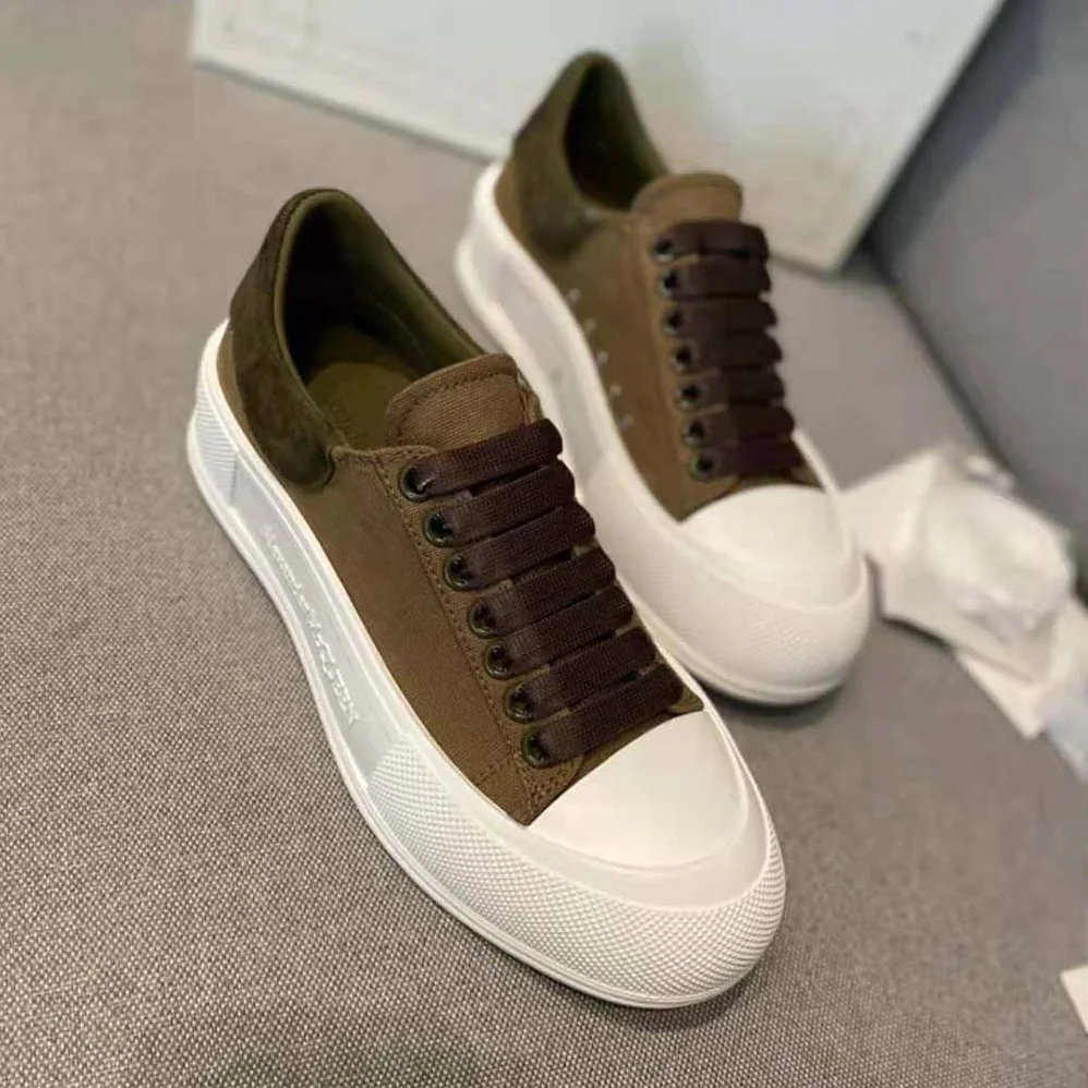 Alexander Mcqueen Deck Lace Up Plimsoll for Women in Brown Alexander Mcqueen Deck Lace Up Plimsoll for Women in Brown