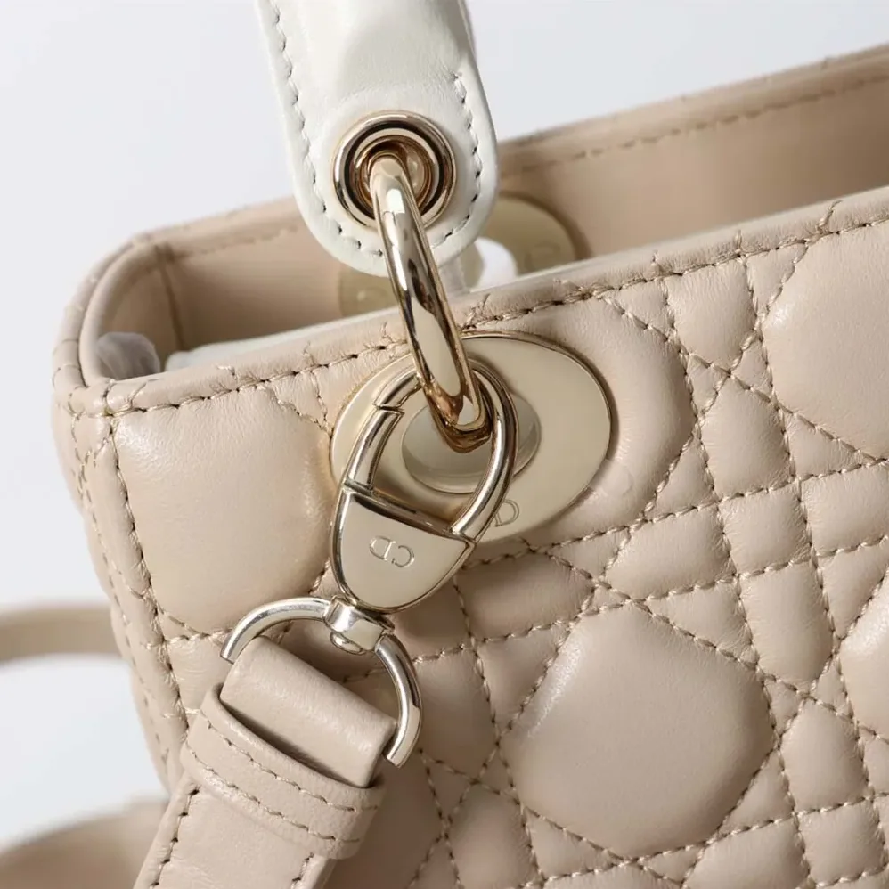 Dior Small Lady Dior Bag Two-Tone Trench Beige and Latte Cannage Lambskin for Women Dior Small Lady Dior Bag Two-Tone Trench Beige and Latte Cannage Lambskin for Women