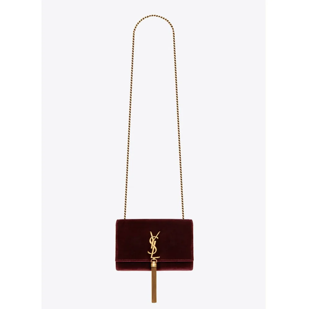 Saint Laurent YSL Kate Small with Tassel Velvet for Women in Maroon Saint Laurent YSL Kate Small with Tassel Velvet for Women in Maroon