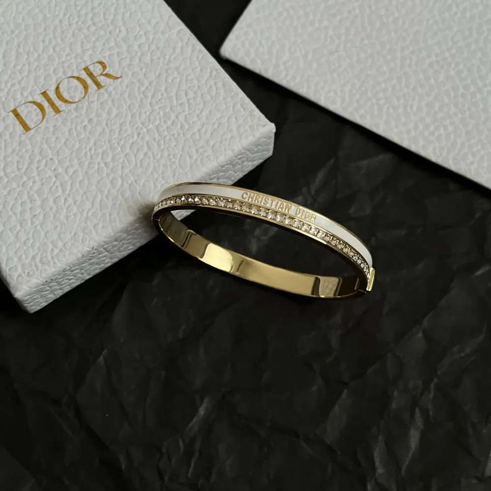 Dior Night Code Bangle Gold-Finish Metal White Crystals and White Lacquer for Women Dior Night Code Bangle Gold-Finish Metal White Crystals and White Lacquer for Women