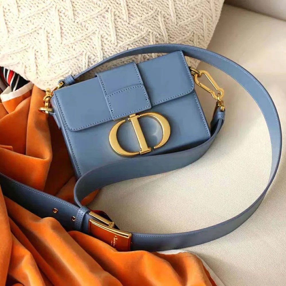 Dior 30 Montaigne Box Bag Denim Blue Box Calfskin for Women