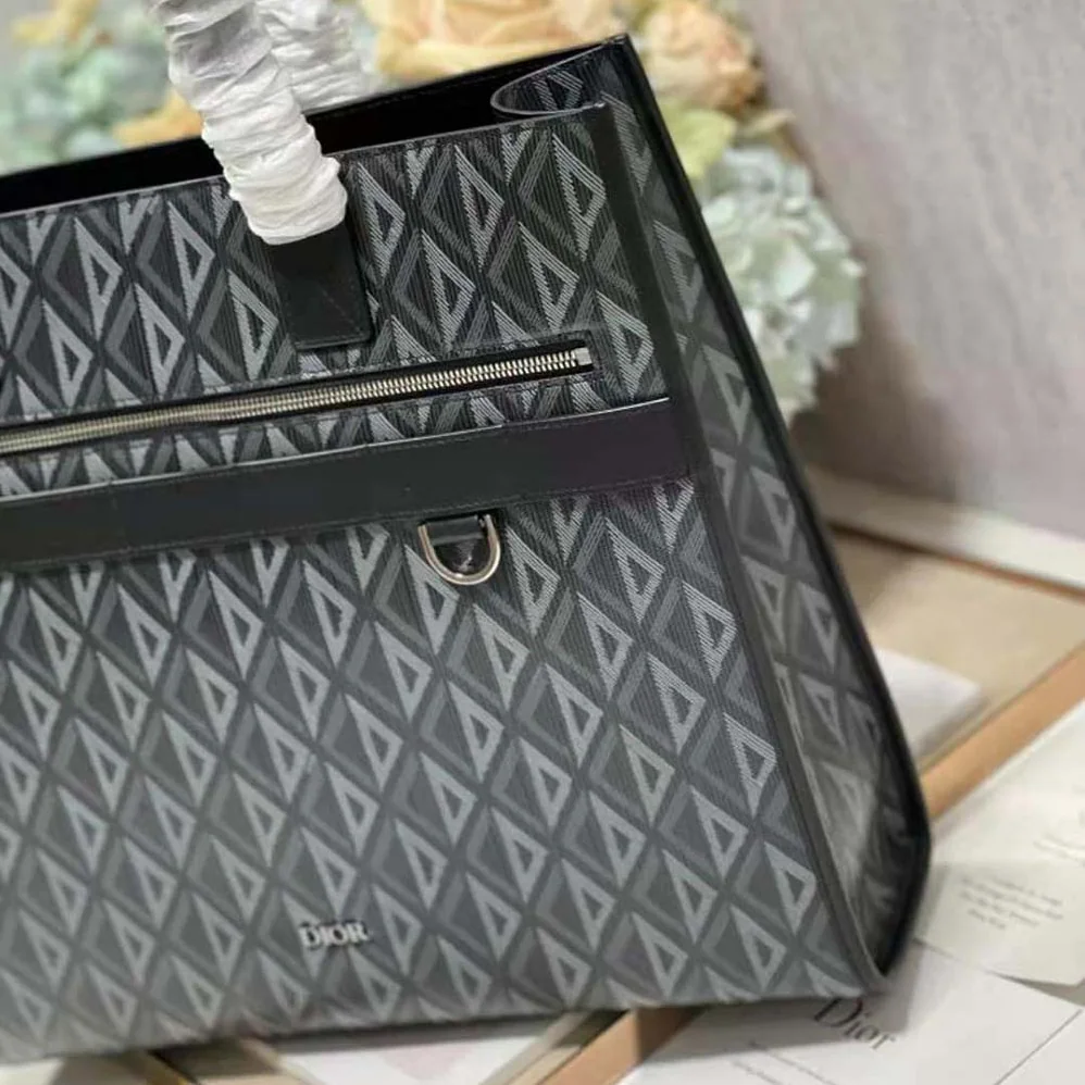 Dior Safari Tote Bag Black CD Diamond Canvas for Men Dior Safari Tote Bag Black CD Diamond Canvas for Men