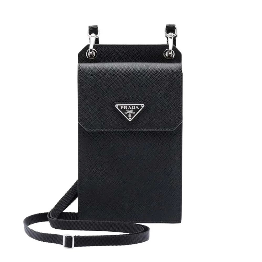 Prada Saffiano Leather Smartphone Case for Men in Silver Prada Saffiano Leather Smartphone Case for Men in Silver