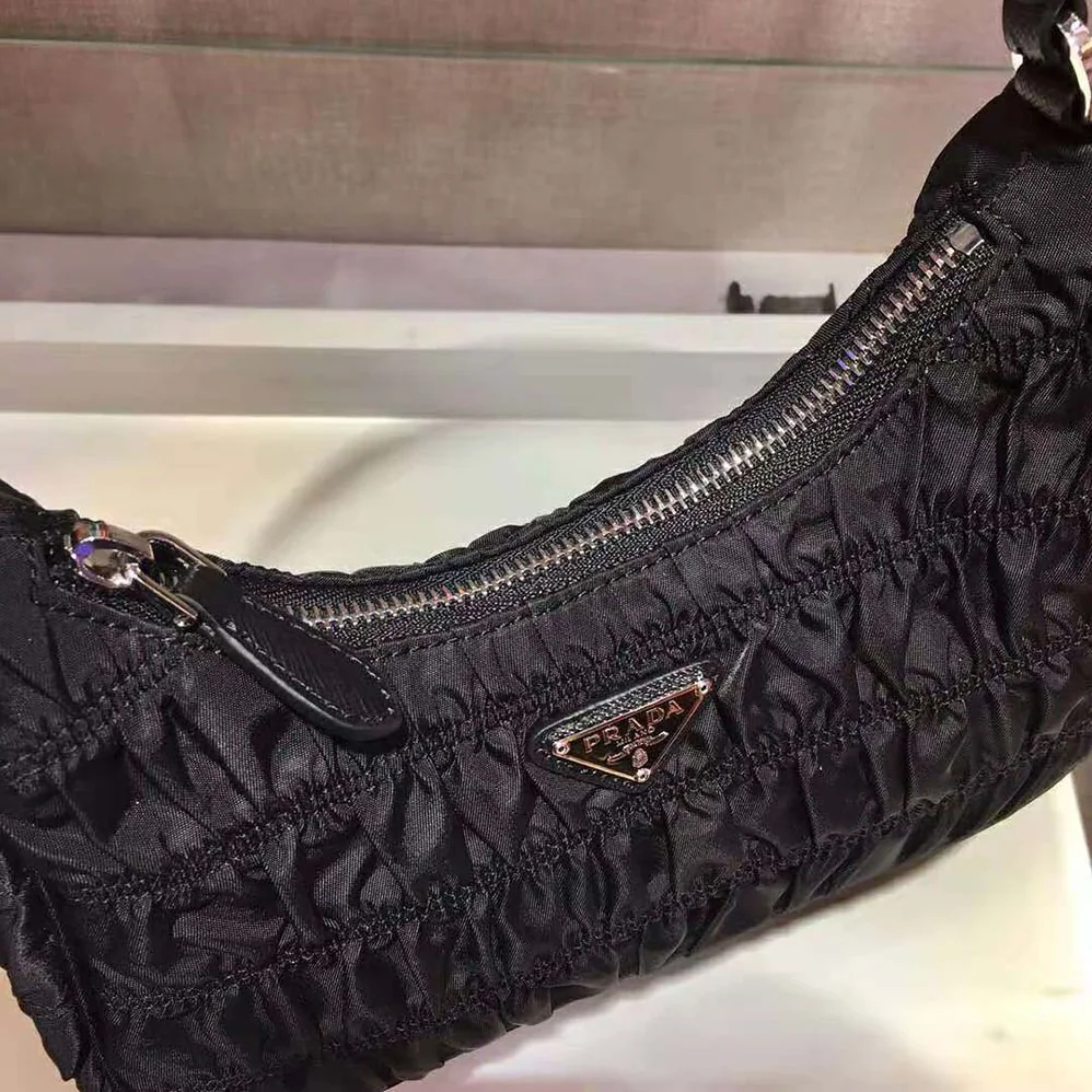 Prada Nylon and Saffiano Leather Mini Bag for Women in Black Prada Nylon and Saffiano Leather Mini Bag for Women in Black