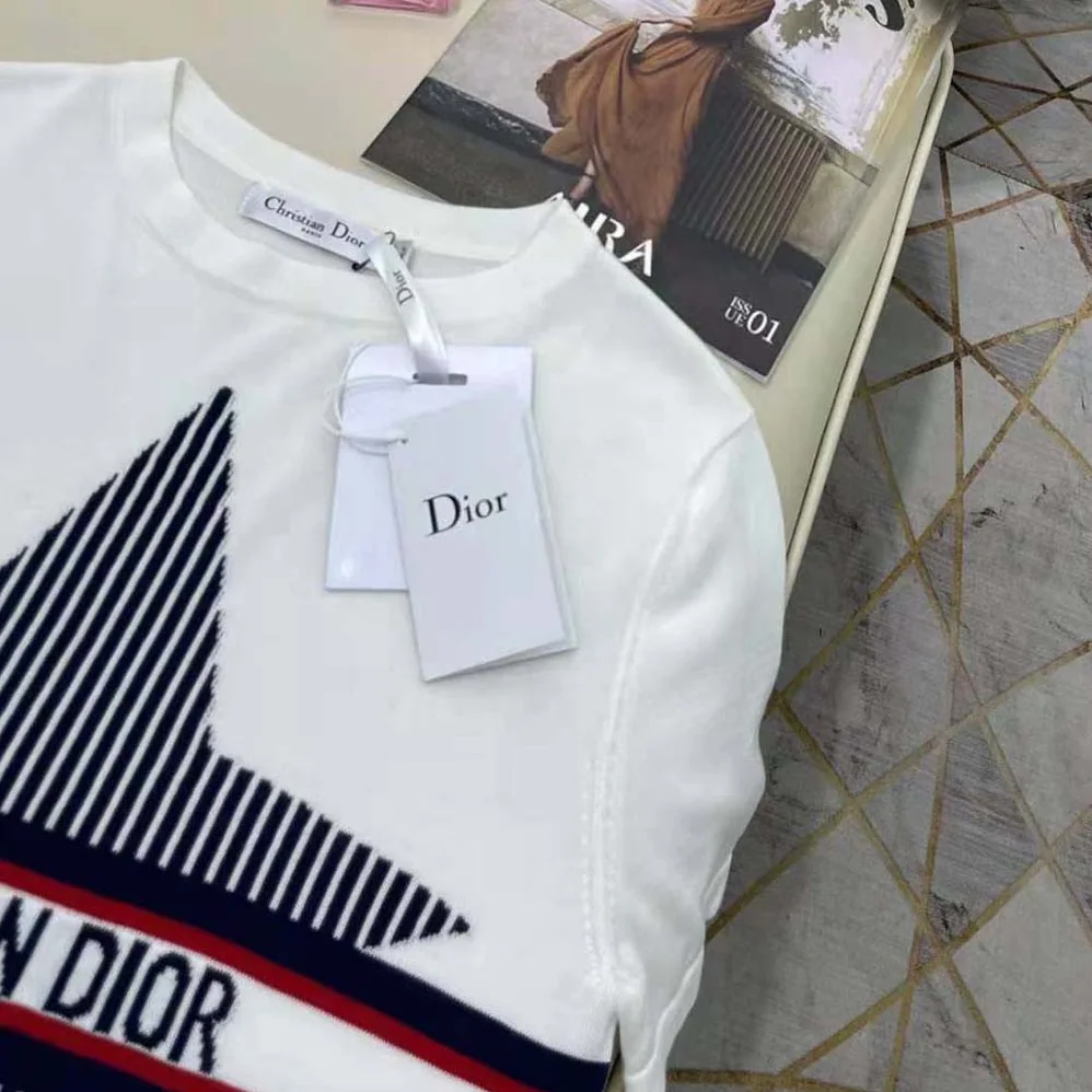Dior Dioralps T-shirt White Three-Tone Dior Star Cotton Jersey and Linen for Men Dior Dioralps T-shirt White Three-Tone Dior Star Cotton Jersey and Linen for Men