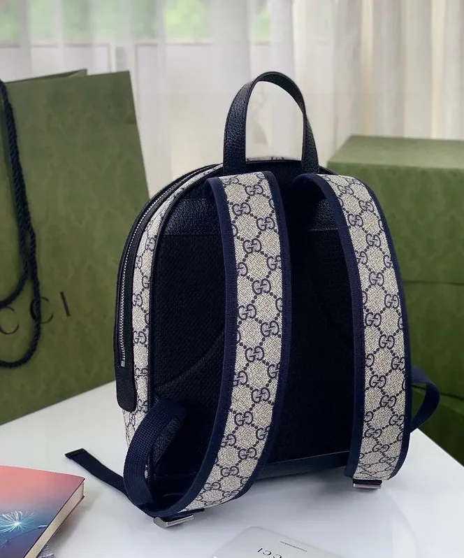 Gucci Ophidia GG Mini Bag Beige And Blue GG Supreme Canvas /