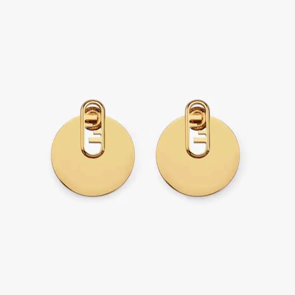 Fendi O Lock Earrings Gold Colored for Women Fendi O Lock Earrings Gold Colored for Women