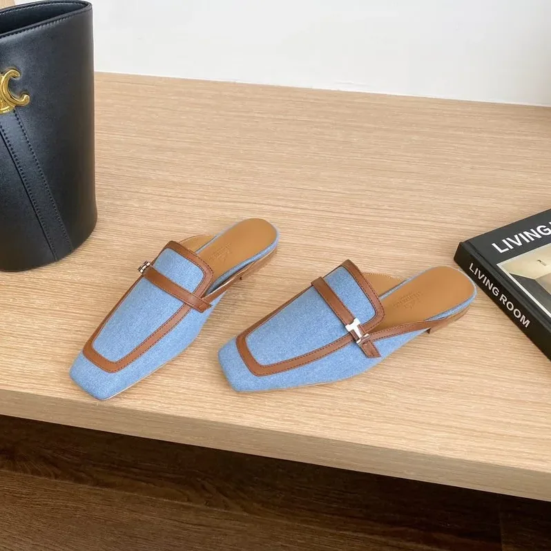 Hermes Groupie Mules Blue