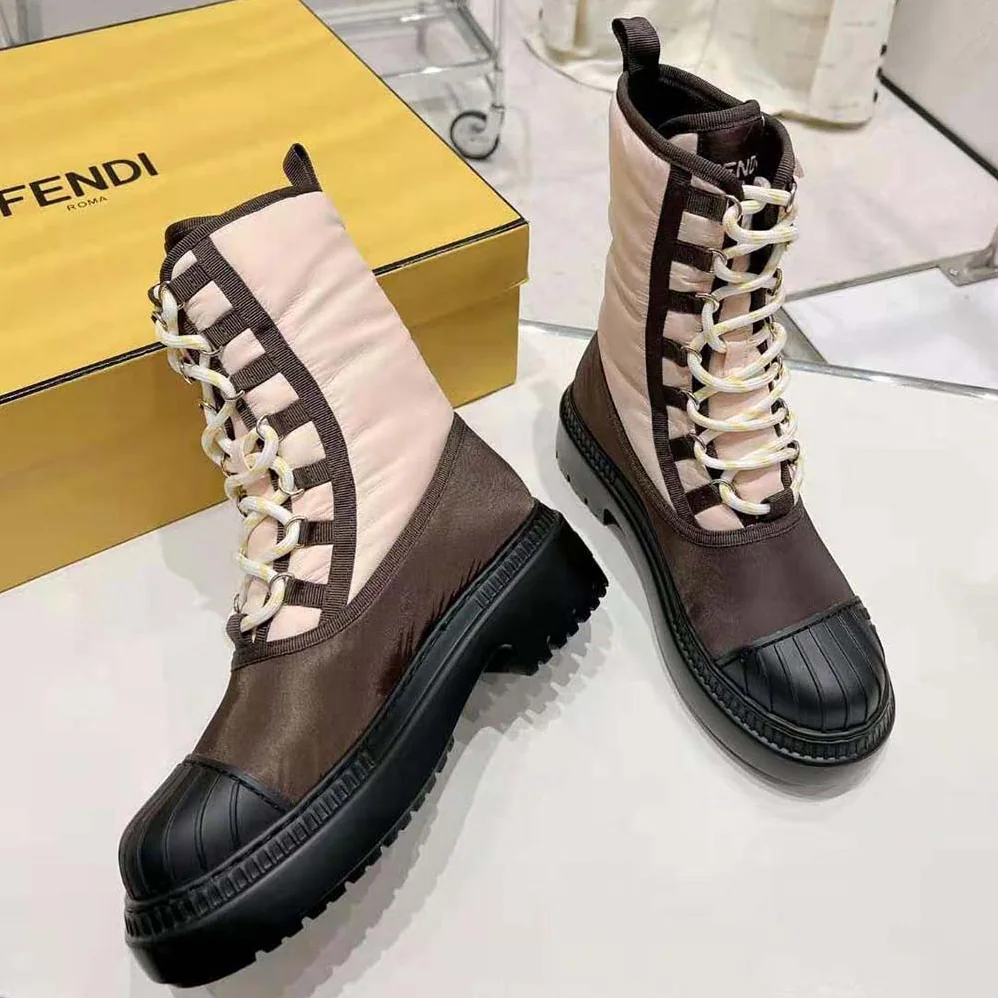 Fendi Domino Pink Nylon Biker Boots for Women Fendi Domino Pink Nylon Biker Boots for Women