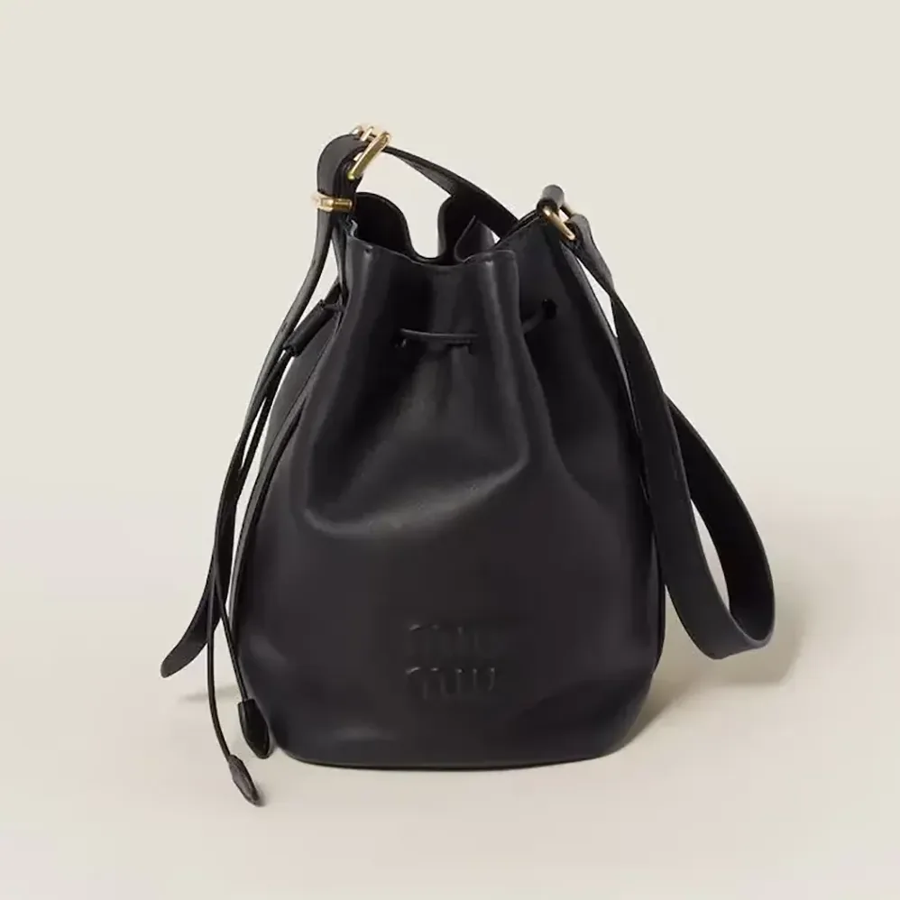 Miu Miu Leather Bucket Bag-Black 5BE090_2CRM_F0002_V_OOO for Women Miu Miu Leather Bucket Bag-Black 5BE090_2CRM_F0002_V_OOO for Women