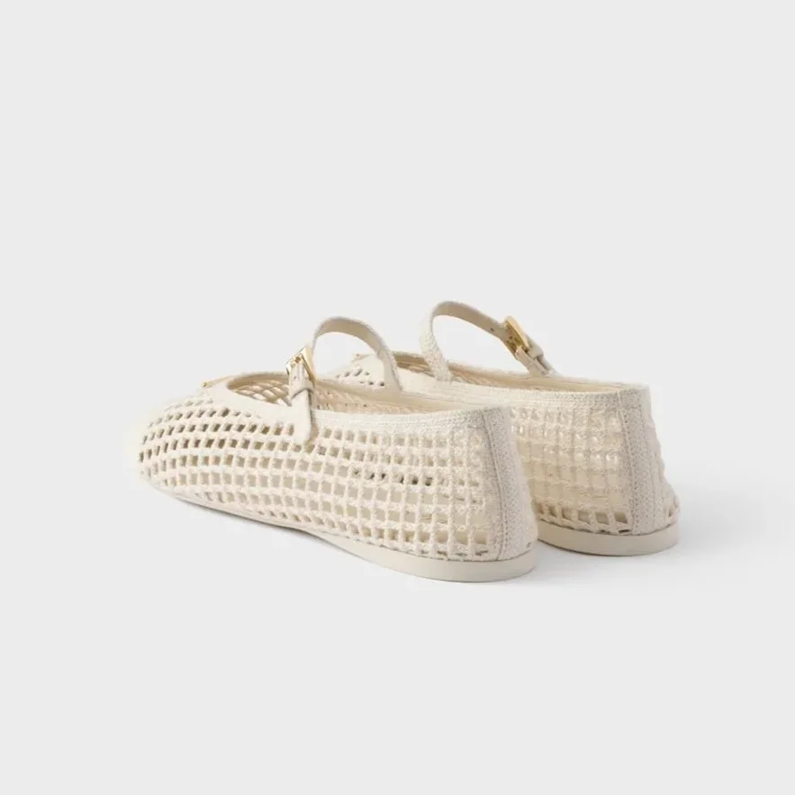 Prada Crochet Ballerinas Ivory 1F364O_2F46_F0304_F_005