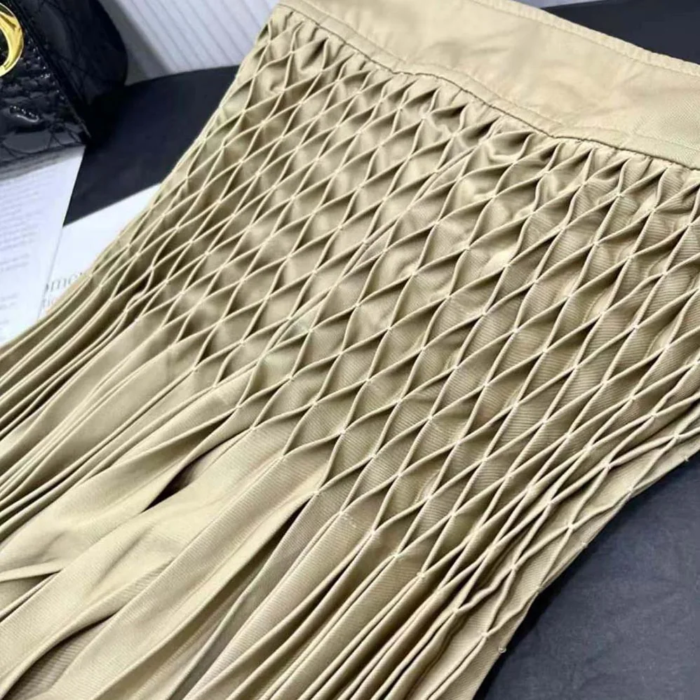 Dior Pleated Short Skirt Beige Cotton Gabardine for Women