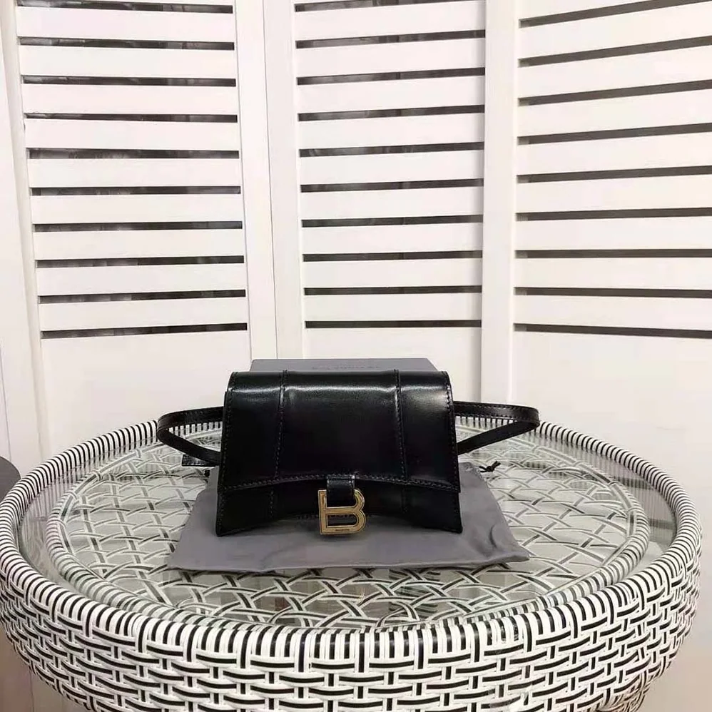 Balenciaga Hourglass Small Beltbag in Black Shiny Box Calfskin for Women Balenciaga Hourglass Small Beltbag in Black Shiny Box Calfskin for Women