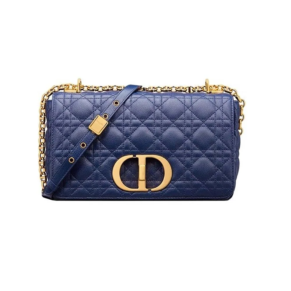 Dior Medium Dior Caro Bag Royal Blue Supple Cannage Calfskin for Women