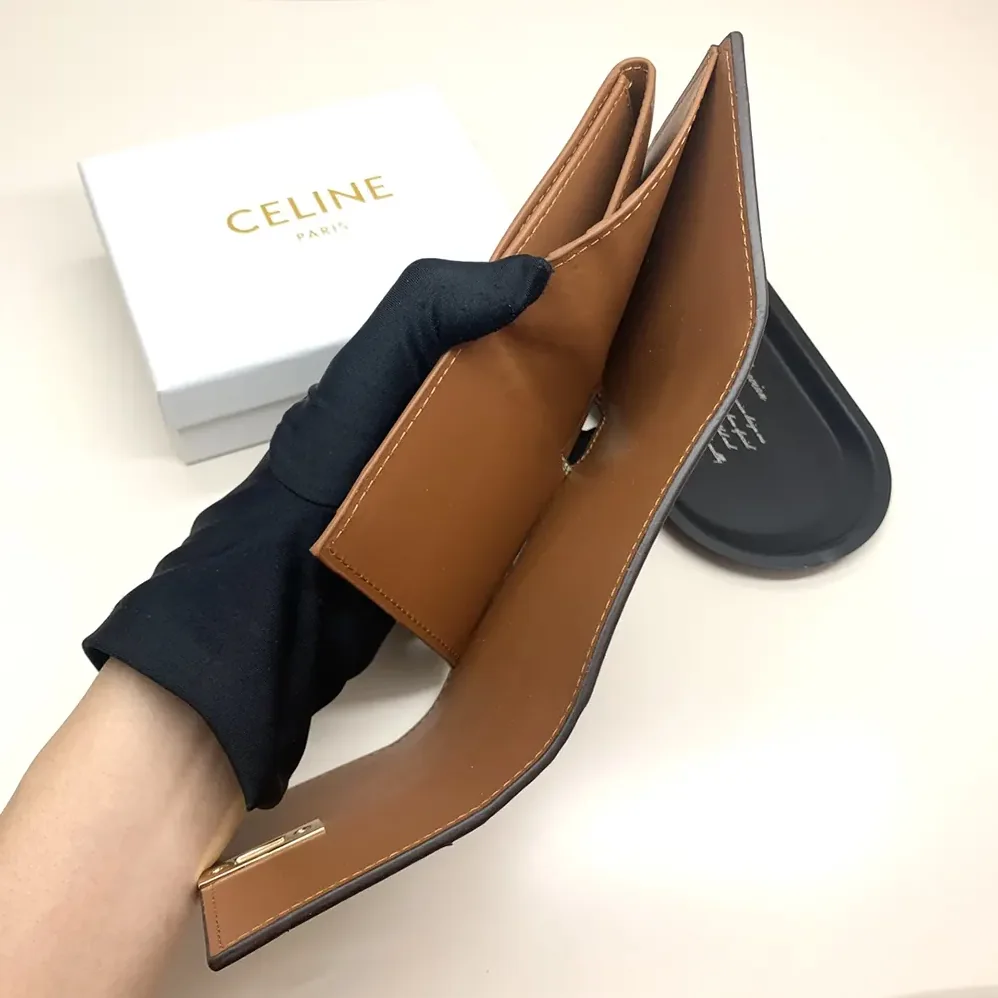 Celine Small Trifold Wallet 16 in Satinated Calfskin for Women in Brown