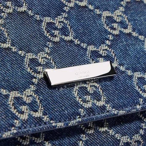 Gucci Pouch With Strap And Gucci Plaque Small Shoulder Bag in Dark Blue Palladium Hardware Gucci Pouch With Strap And Gucci Plaque Small Shoulder Bag in Dark Blue Palladium Hardware