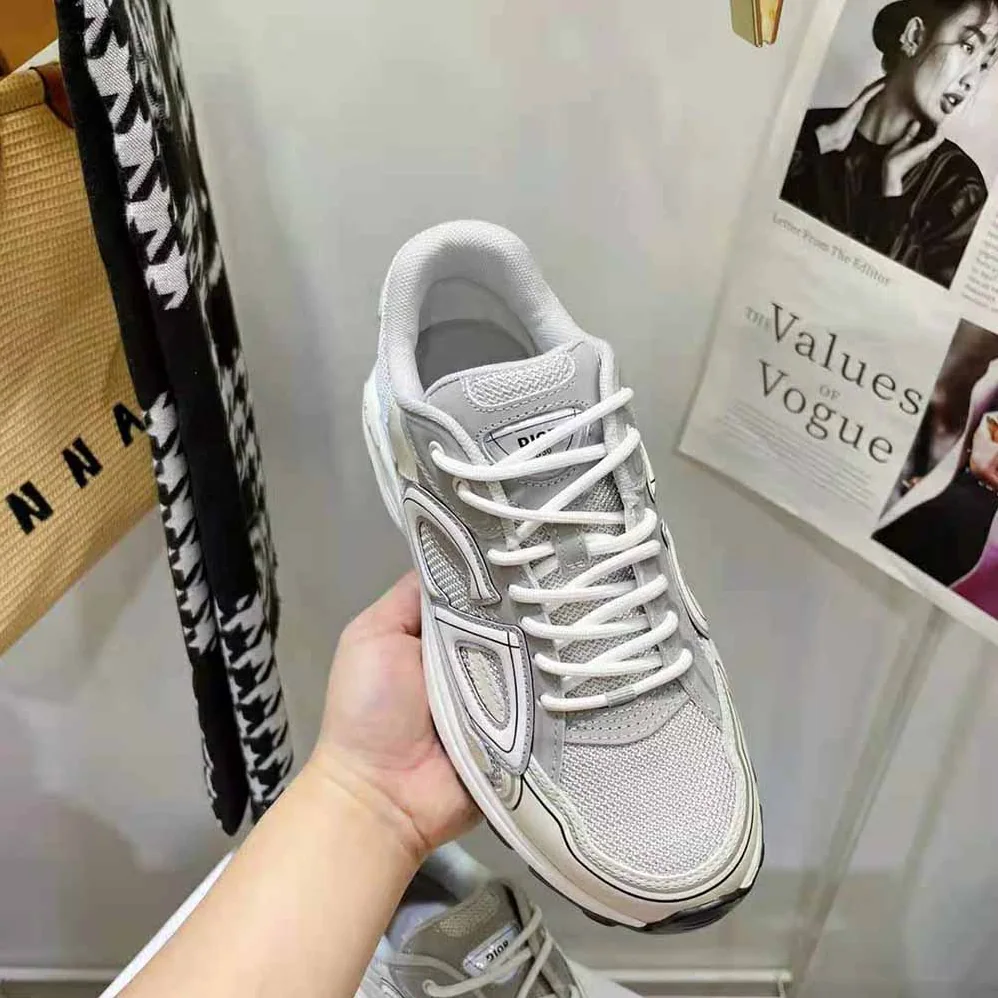 Dior B30 Sneaker Gray Mesh and White Technical Fabric for Men