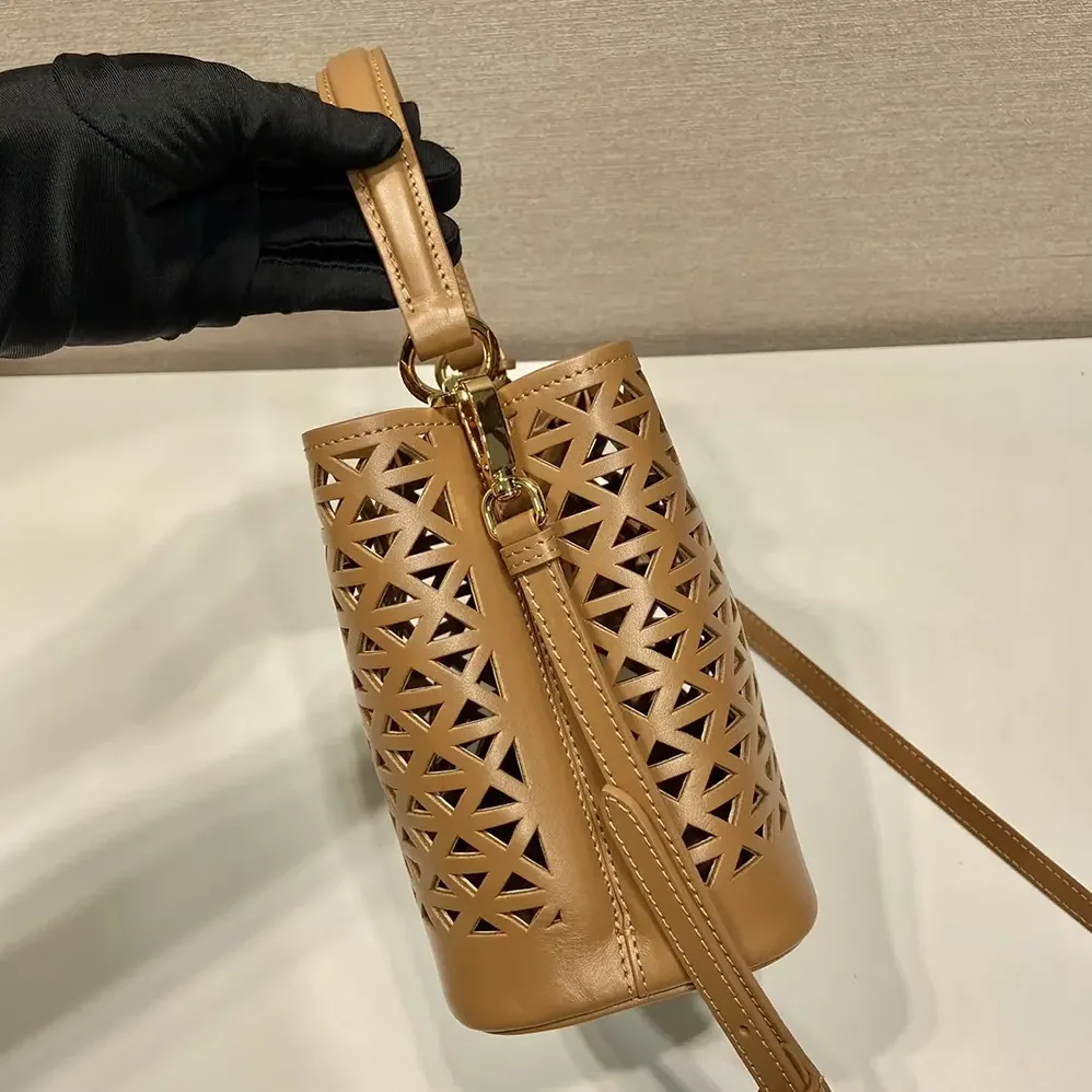 Prada Panier Leather Mini-bag with Cut-out Motif for Women in Brown Prada Panier Leather Mini-bag with Cut-out Motif for Women in Brown