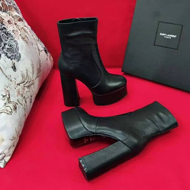 Saint Laurent YSL Shoes Billy Platform Bootie in Leather 13cm Heel for Women in Black Saint Laurent YSL Shoes Billy Platform Bootie in Leather 13cm Heel for Women in Black
