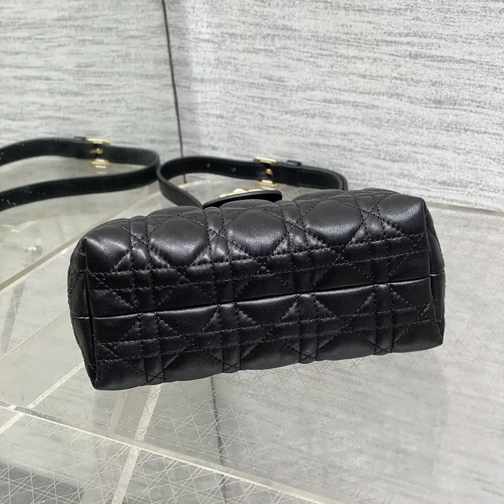 Dior Dior Jolie Top Handle Mini Bag Black Cannage Lambskin for Women