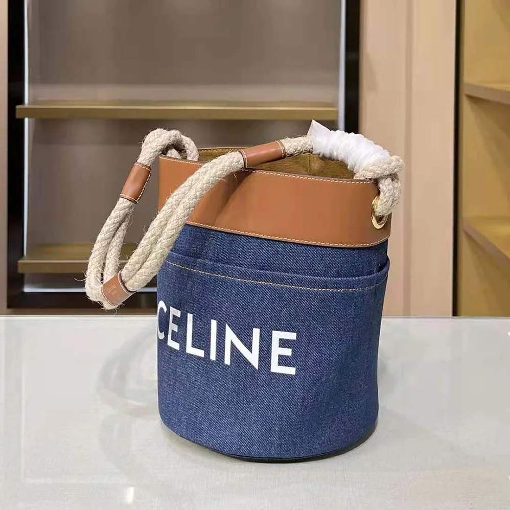 Celine Bucket Celine in Denim with Celine Print and Calfskin for Women