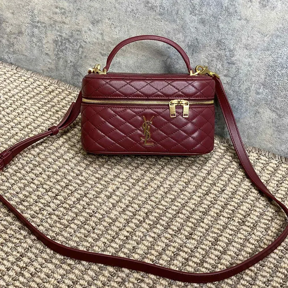 Saint Laurent YSL Gaby Vanity Bag In Lambskin for Women in Maroon