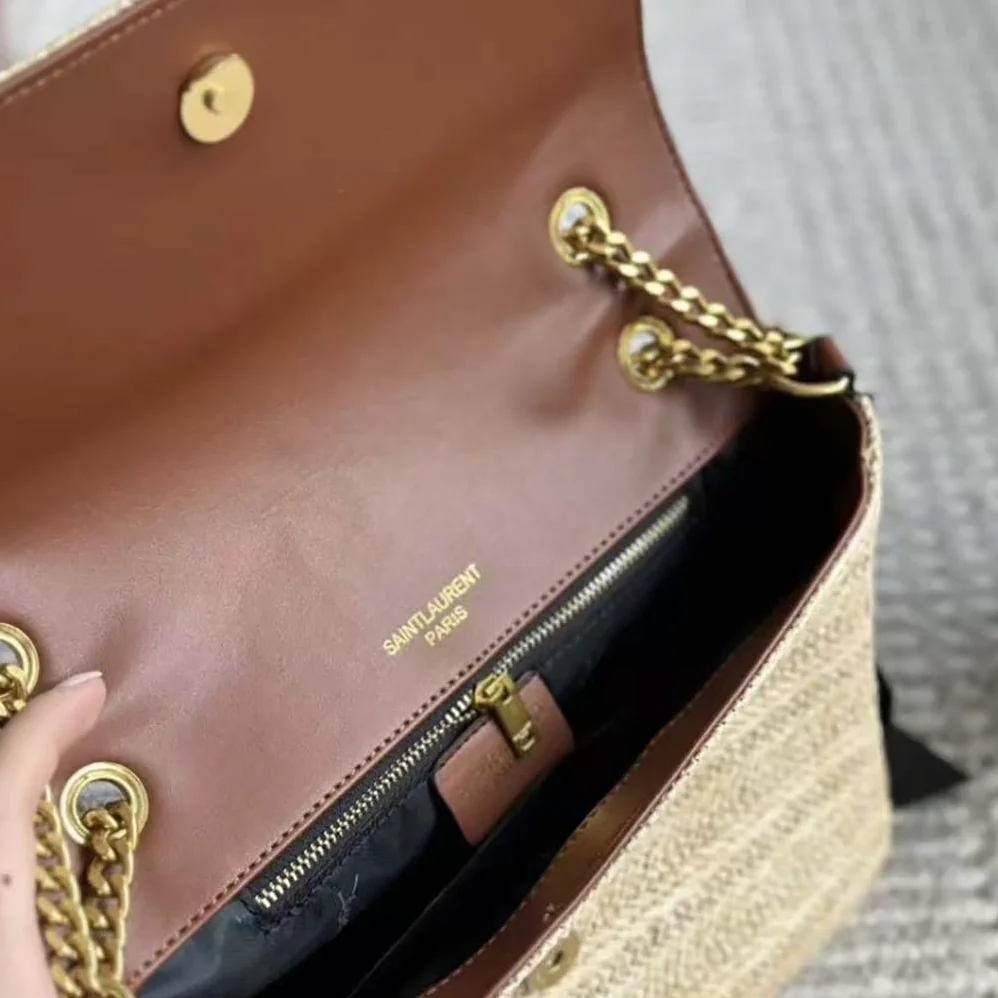 Saint Laurent YSL Niki Small Chain Bag in Raffia and Leather for Women in Natural Saint Laurent YSL Niki Small Chain Bag in Raffia and Leather for Women in Natural