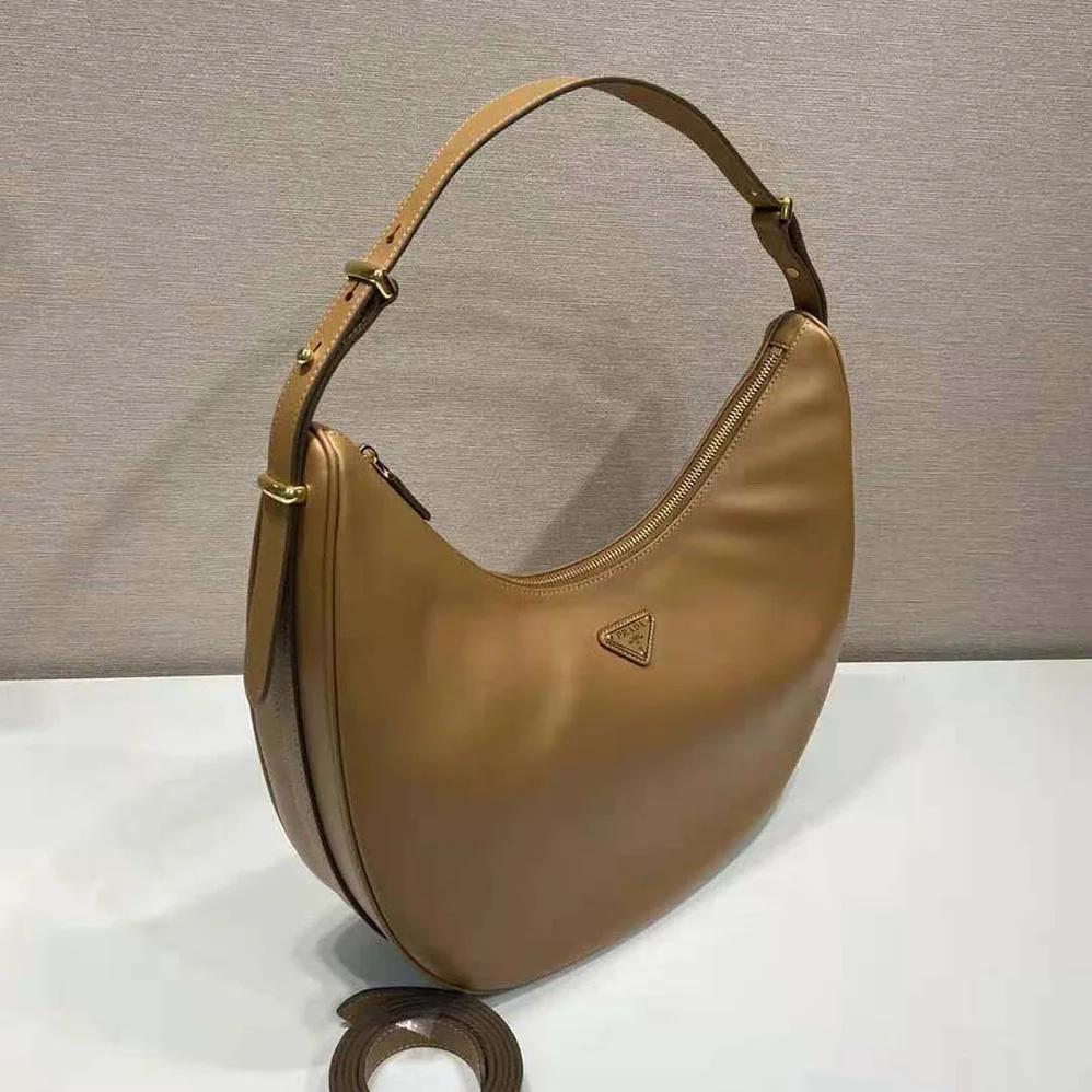 Prada Large Leather Shoulder Bag for Women in Brown