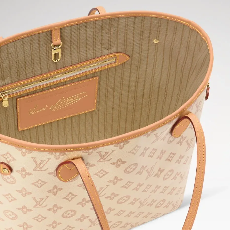 Louis Vuitton Neverfull MM Tote Bag / Monogram Origine Lin Gold Hardware