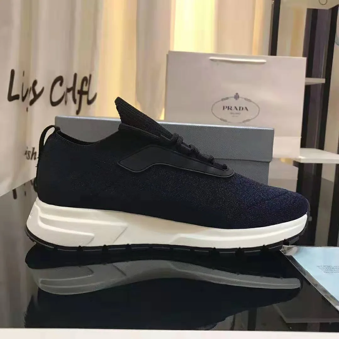 Prada PRAX 01 Knit Fabric Sneakers for Men in Navy Prada PRAX 01 Knit Fabric Sneakers for Men in Navy