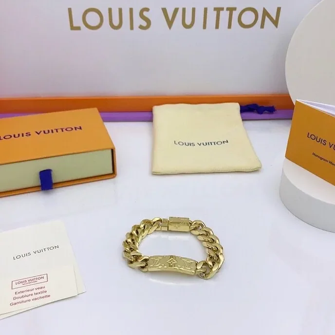 Louis Vuitton Monogram Chain Bracelet Gold Hardware