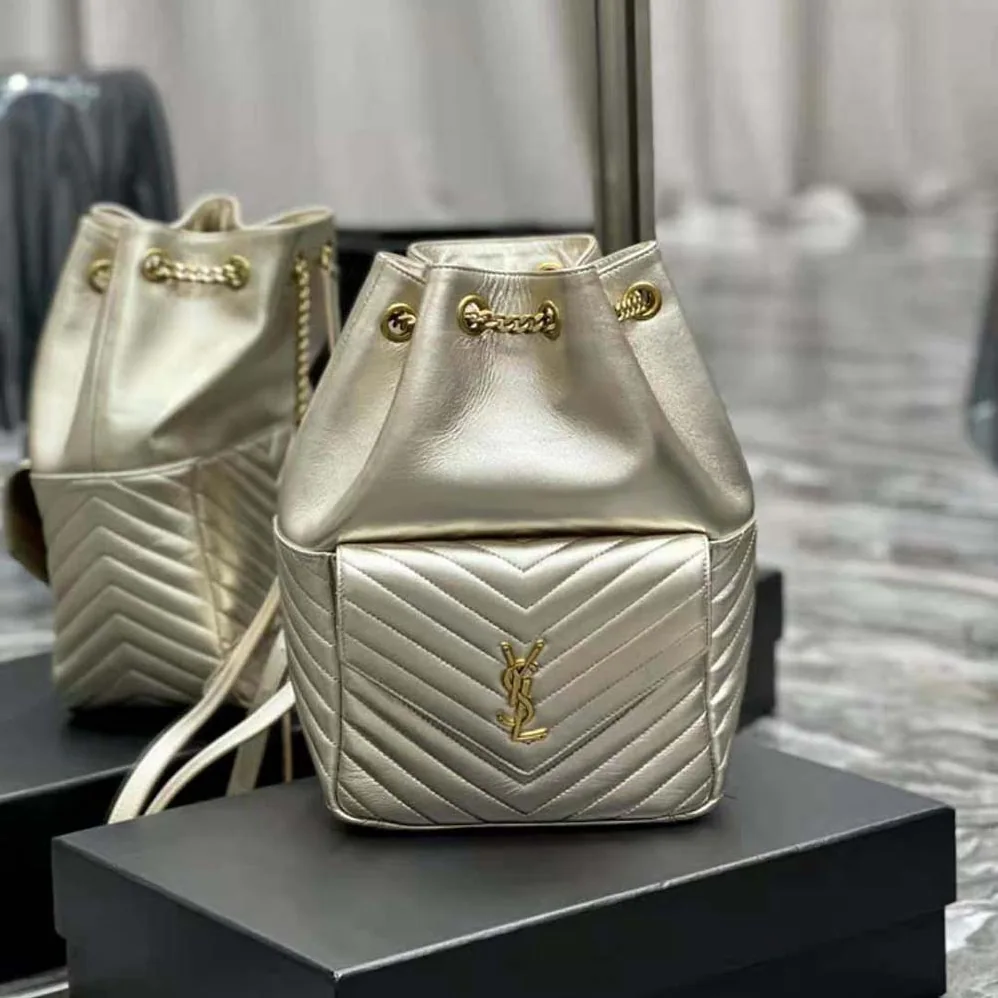 Saint Laurent YSL Joe Backpack in Lame Leather for Women