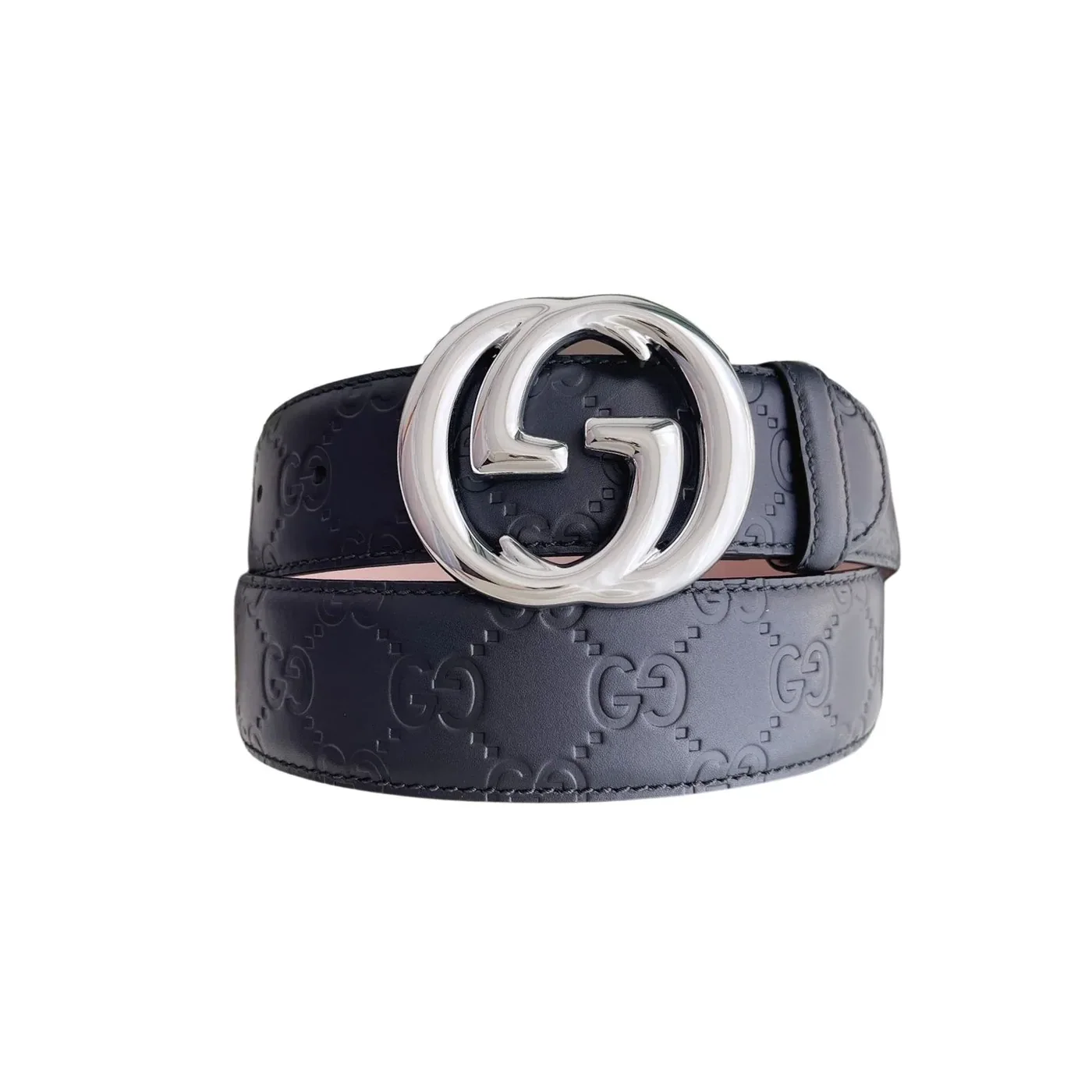Gucci GG Marmont Embossed Monogram Belt Black With Gold in Toned Buckle