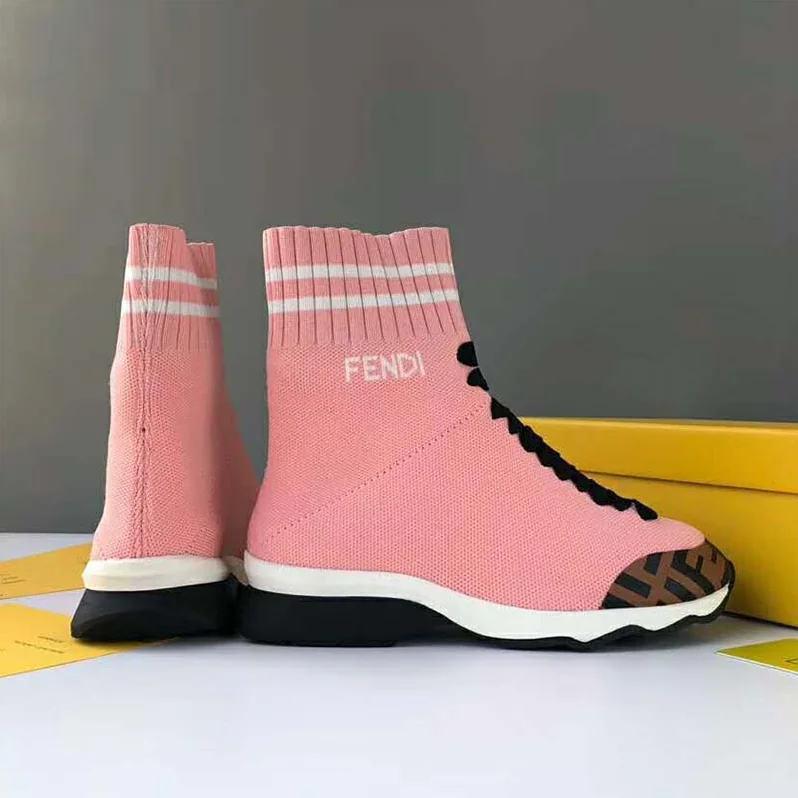 Fendi Shoes Pale Fabric Sneaker Boots for Women in Pink Fendi Shoes Pale Fabric Sneaker Boots for Women in Pink