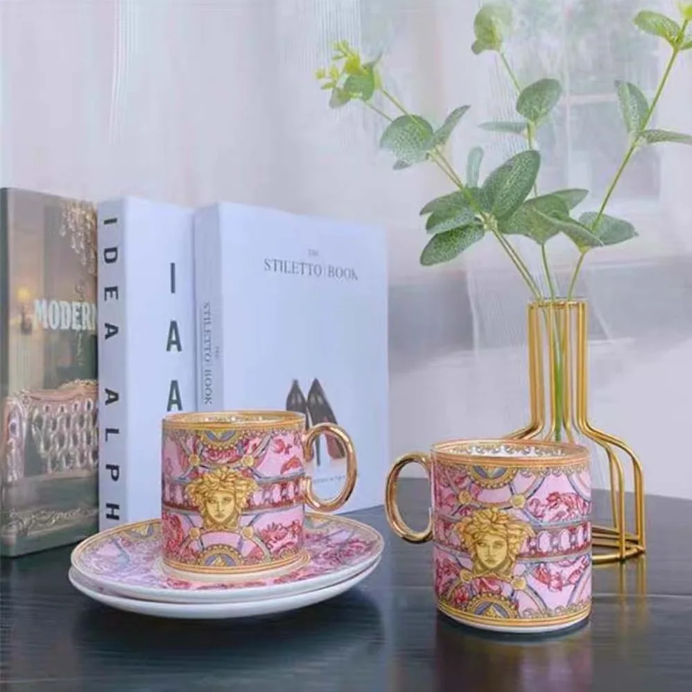 Versace Scala Del Palazzo Coffee Set Includes A Coffee Cup with Handle and A Matching Saucer for Unisex Versace Scala Del Palazzo Coffee Set Includes A Coffee Cup with Handle and A Matching Saucer for Unisex