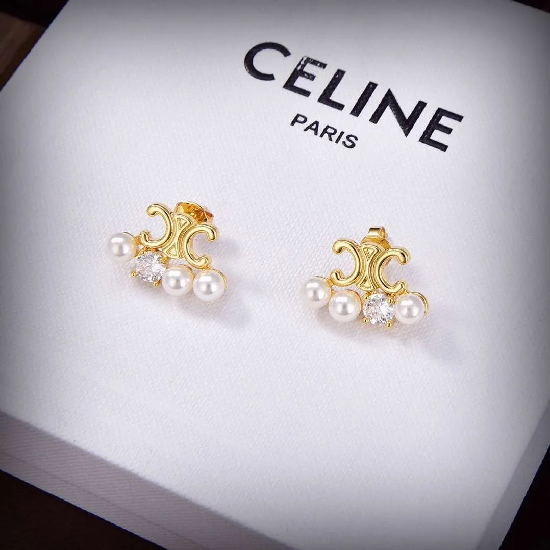 Celine Pearl Earrings Gold Celine Pearl Earrings Gold