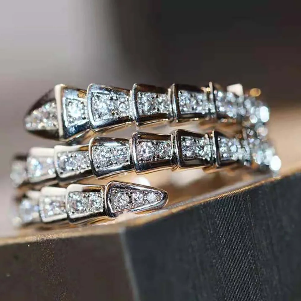 Bvlgari Serpenti Viper Two-coil 18 KT White Gold Ring for Women