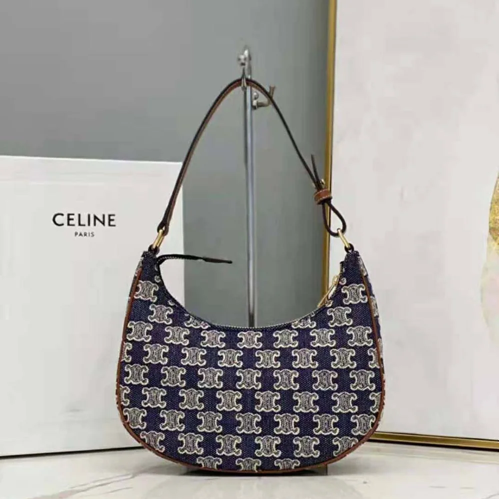 Celine Ava Bag in Textile with Triomphe Embroidery for Women