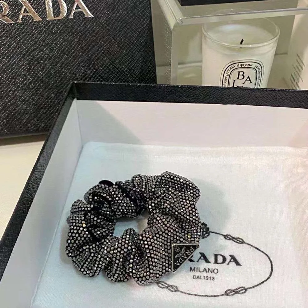Prada Luminous Crystals Embellish this Satin Scrunchie for Women