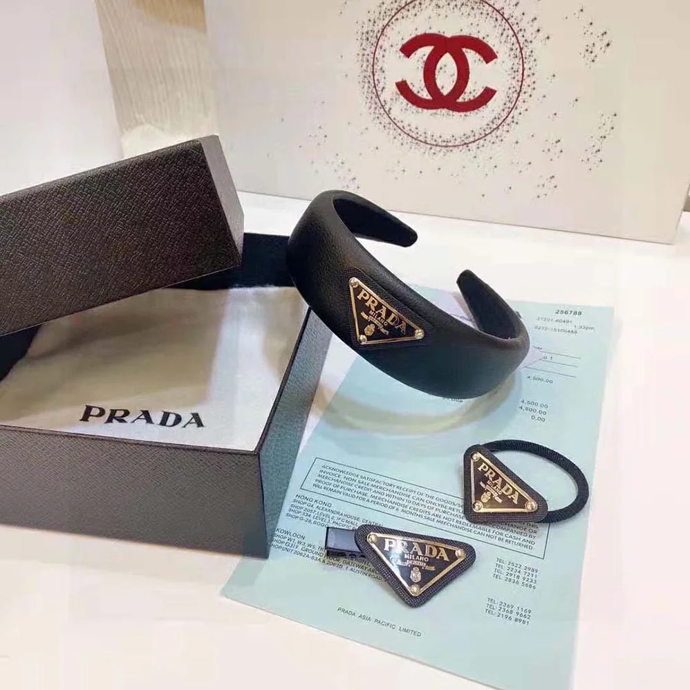 Prada Wide Nylon Headband with a Wraparound Design for Women in Black Prada Wide Nylon Headband with a Wraparound Design for Women in Black