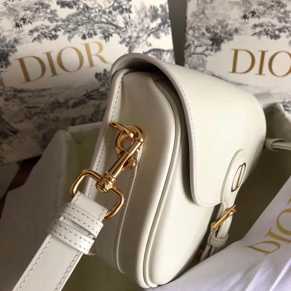 Dior Medium Dior Bobby Bag Denim Box Calfskin for Women in White