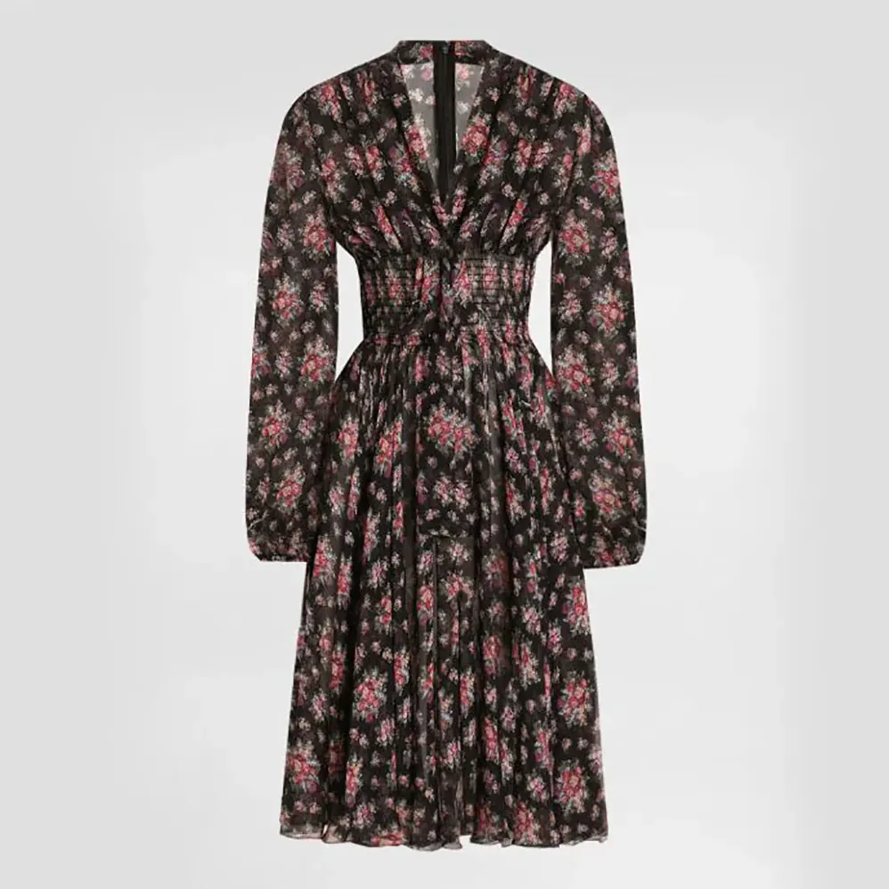 Dolce Gabbana D&G Small Flower Bouquets for Women in print Chiffon Dress Dolce Gabbana D&G Small Flower Bouquets for Women in print Chiffon Dress