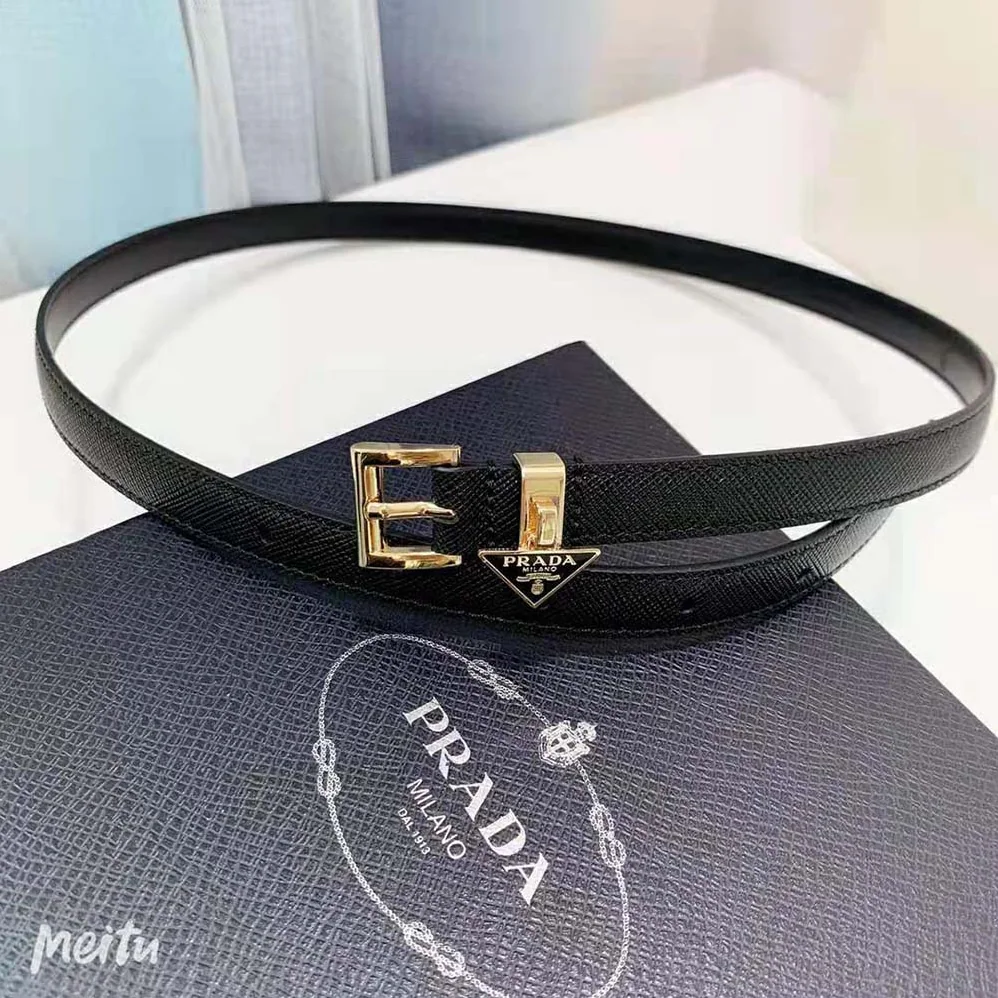 Prada Saffiano Leather Belt for Women in Black Prada Saffiano Leather Belt for Women in Black