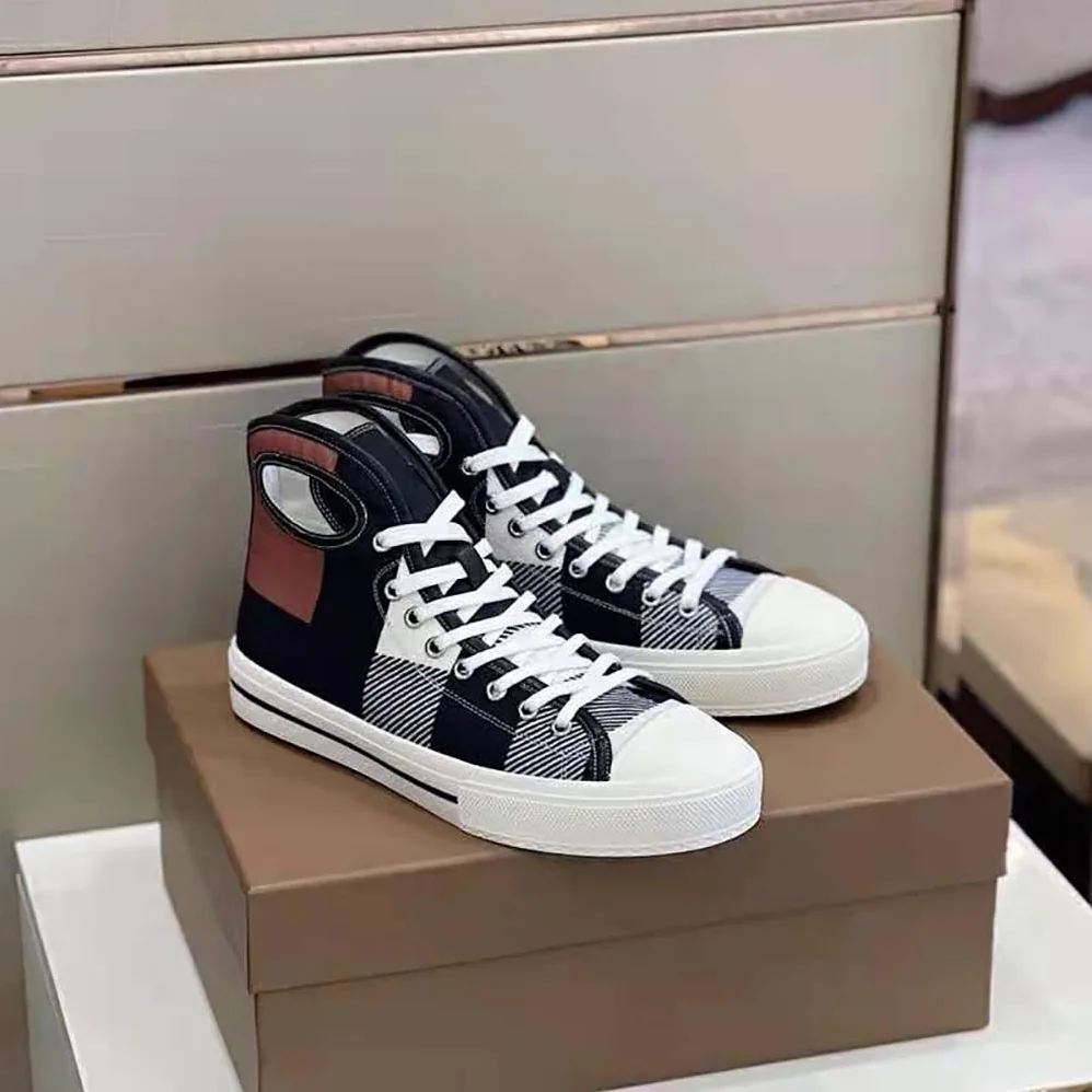 Burberry Porthole Detail Check Print Leather High for Men in top Sneakers Burberry Porthole Detail Check Print Leather High for Men in top Sneakers