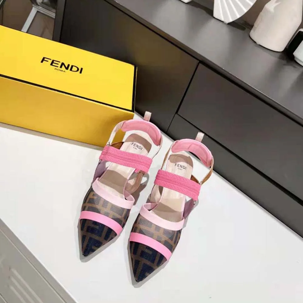 Fendi Colibrì Brown Mesh Medium for Women in Heeled Slingbacks