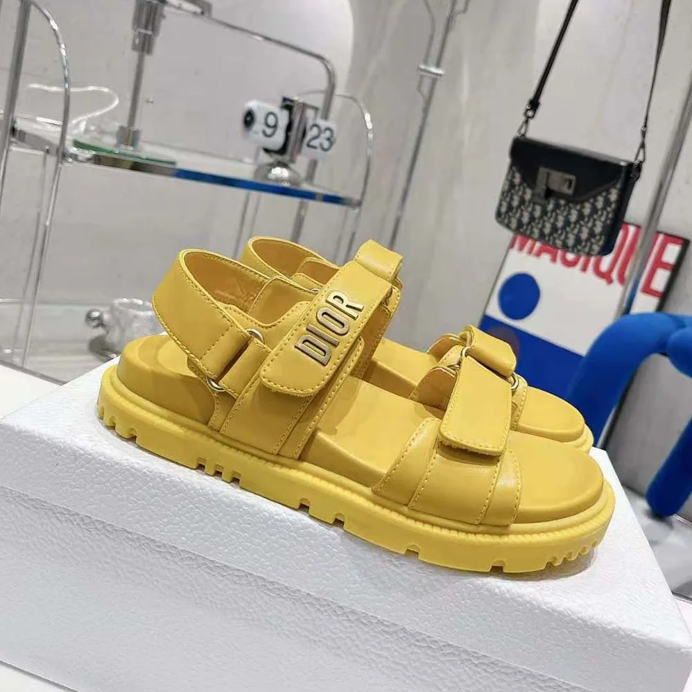 Dior Dioract Sandal Mustard Yellow Lambskin for Women Dior Dioract Sandal Mustard Yellow Lambskin for Women