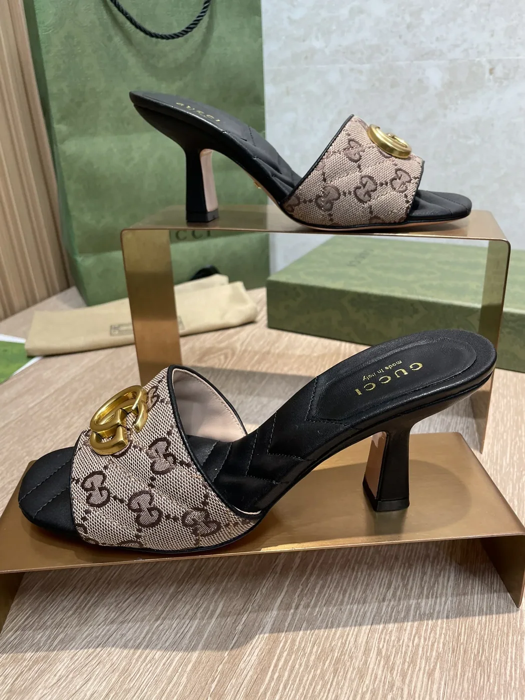 Gucci Double G Slide Sandal Chevron Matelasse Black GG Gucci Double G Slide Sandal Chevron Matelasse Black GG