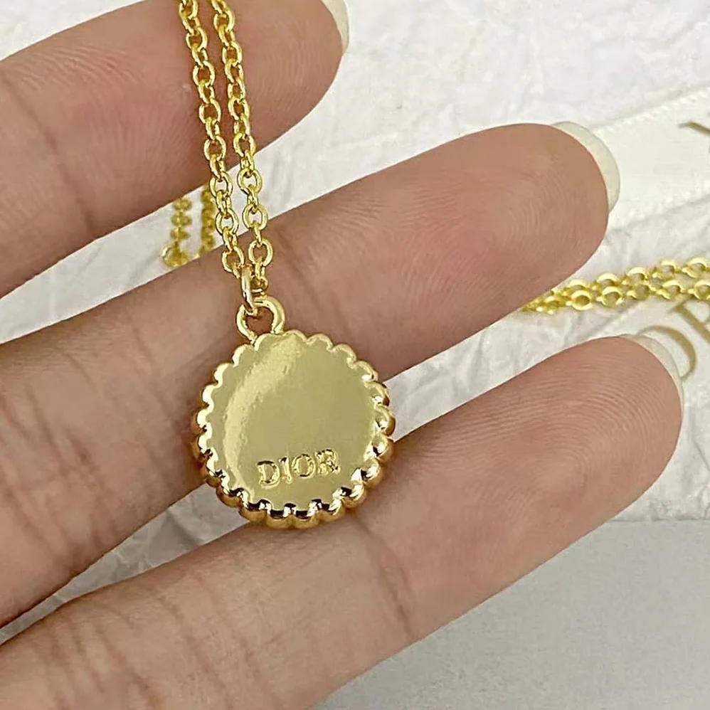 Dior Petit CD Necklace Gold-Finish Metal with White Resin Pearls and Latte Glass for Women Dior Petit CD Necklace Gold-Finish Metal with White Resin Pearls and Latte Glass for Women